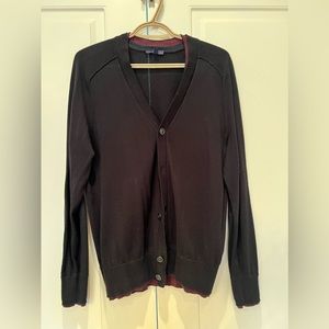 Black Gap cardigan with burgundy accent inlay